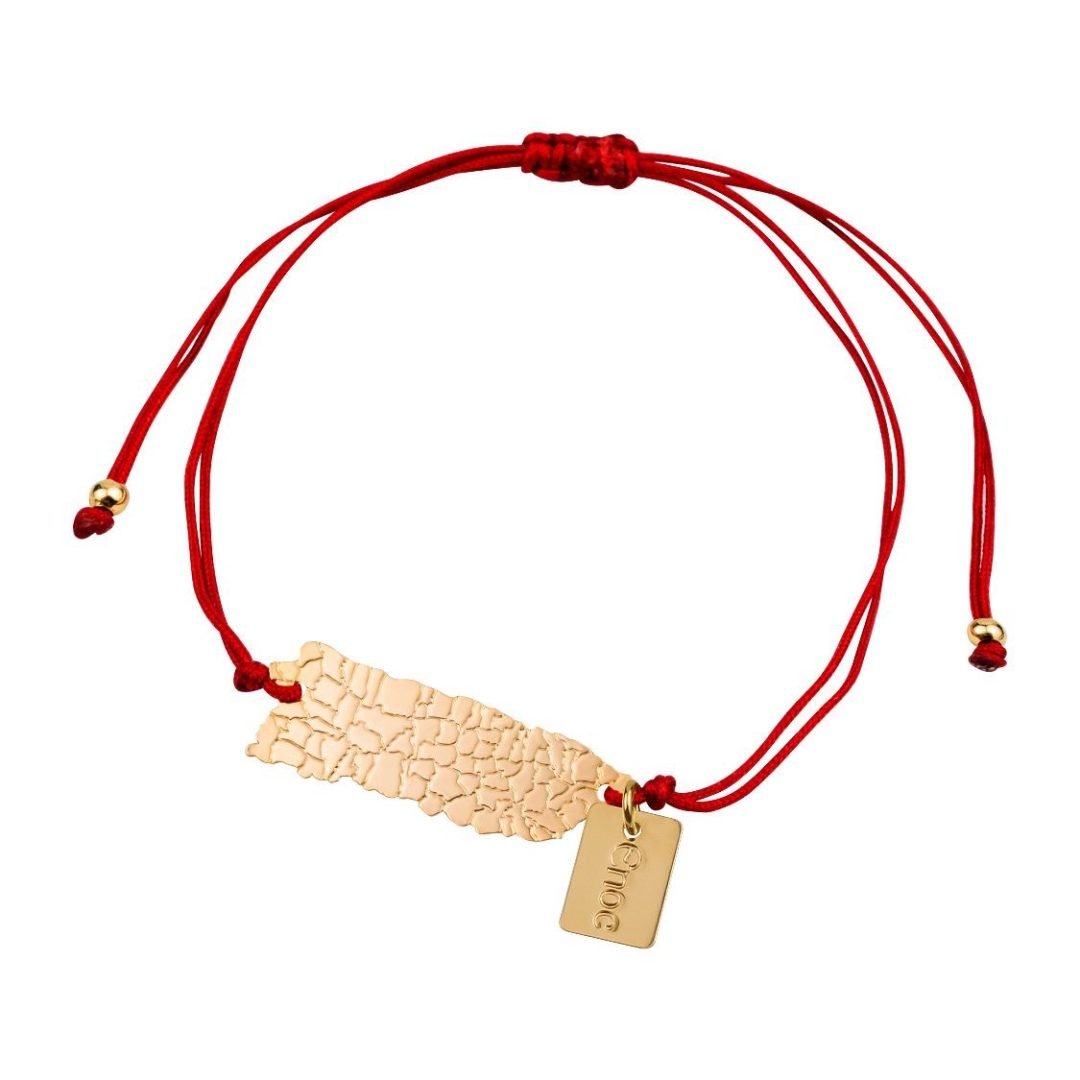 Pulsera hilo roja con mapa de PR